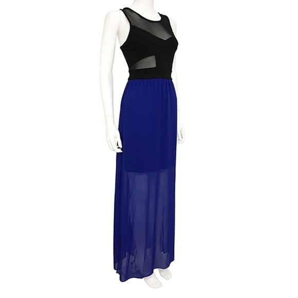 Dresses & Skirts - Black & Blue Sheer Fit & Flow Maxi Dress